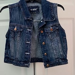 Short cropped jean vest